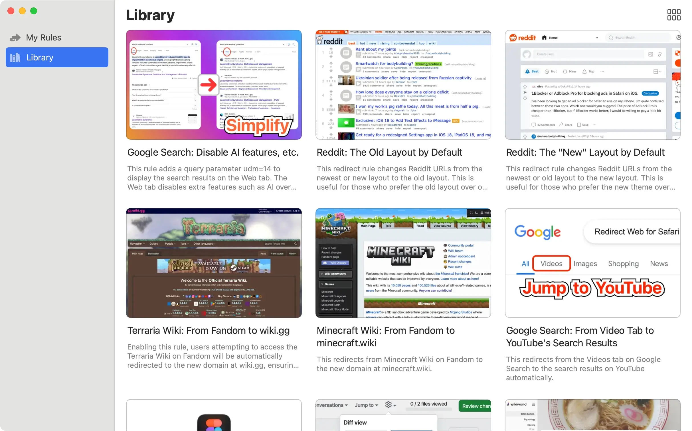 Screenshot della Libreria