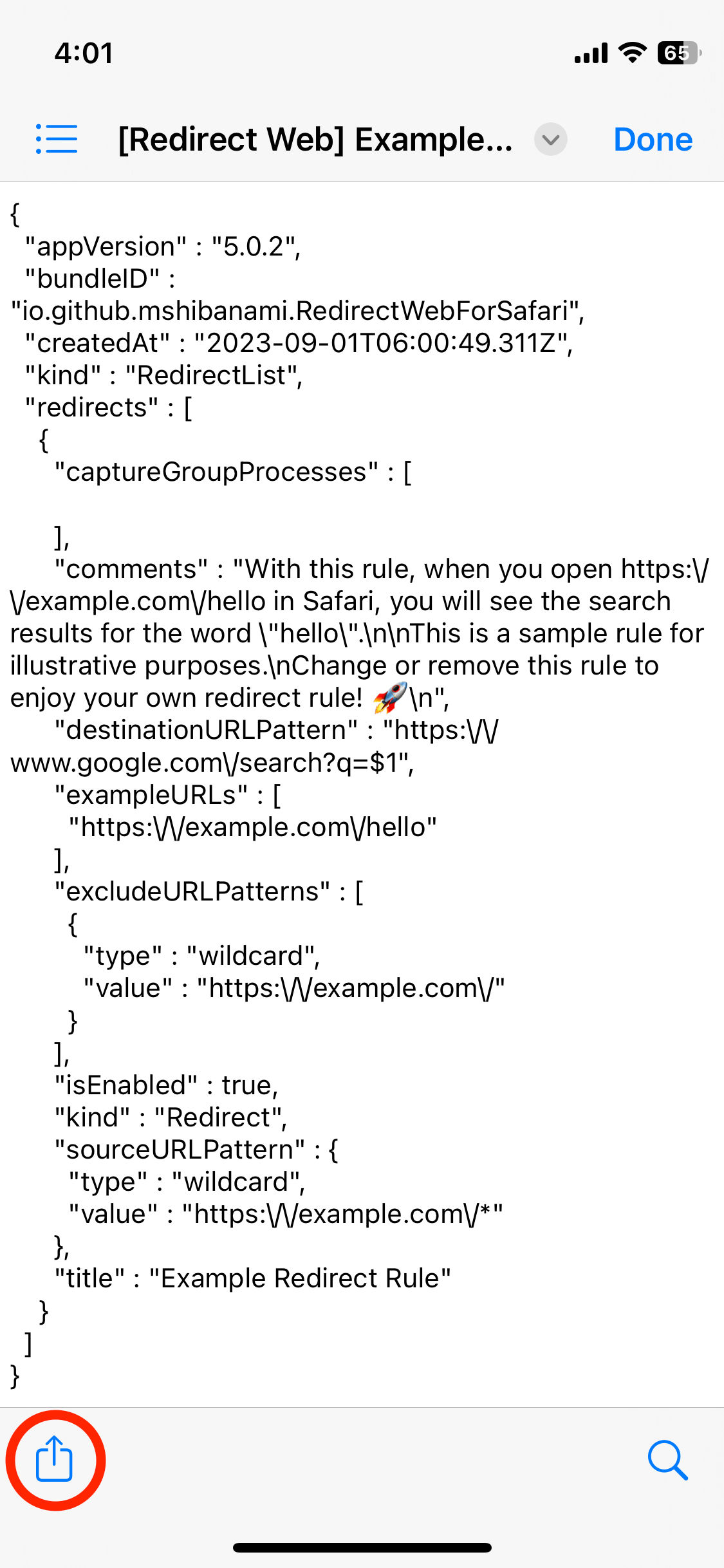 Toque no botão de compartilhamento na barra de ferramentas