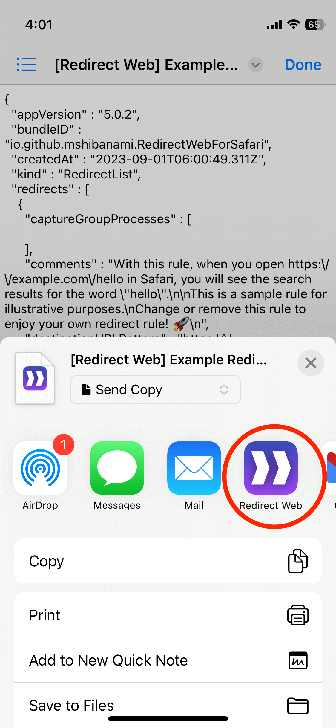 Toque no ícone do aplicativo na folha